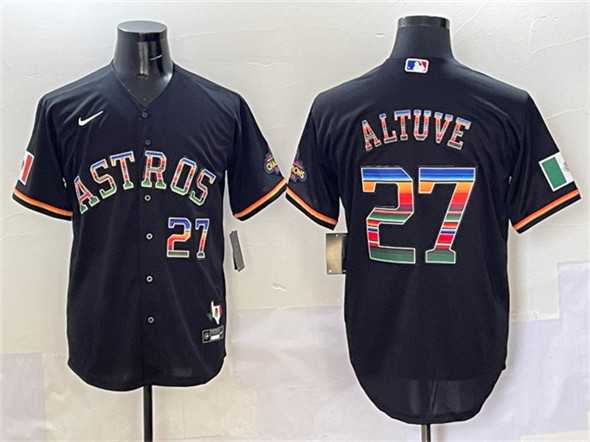 Mens Houston Astros #27 Jose Altuve Black Mexico With World Serise Champions Patch Cool Base Stitched Jersey->houston astros->MLB Jersey